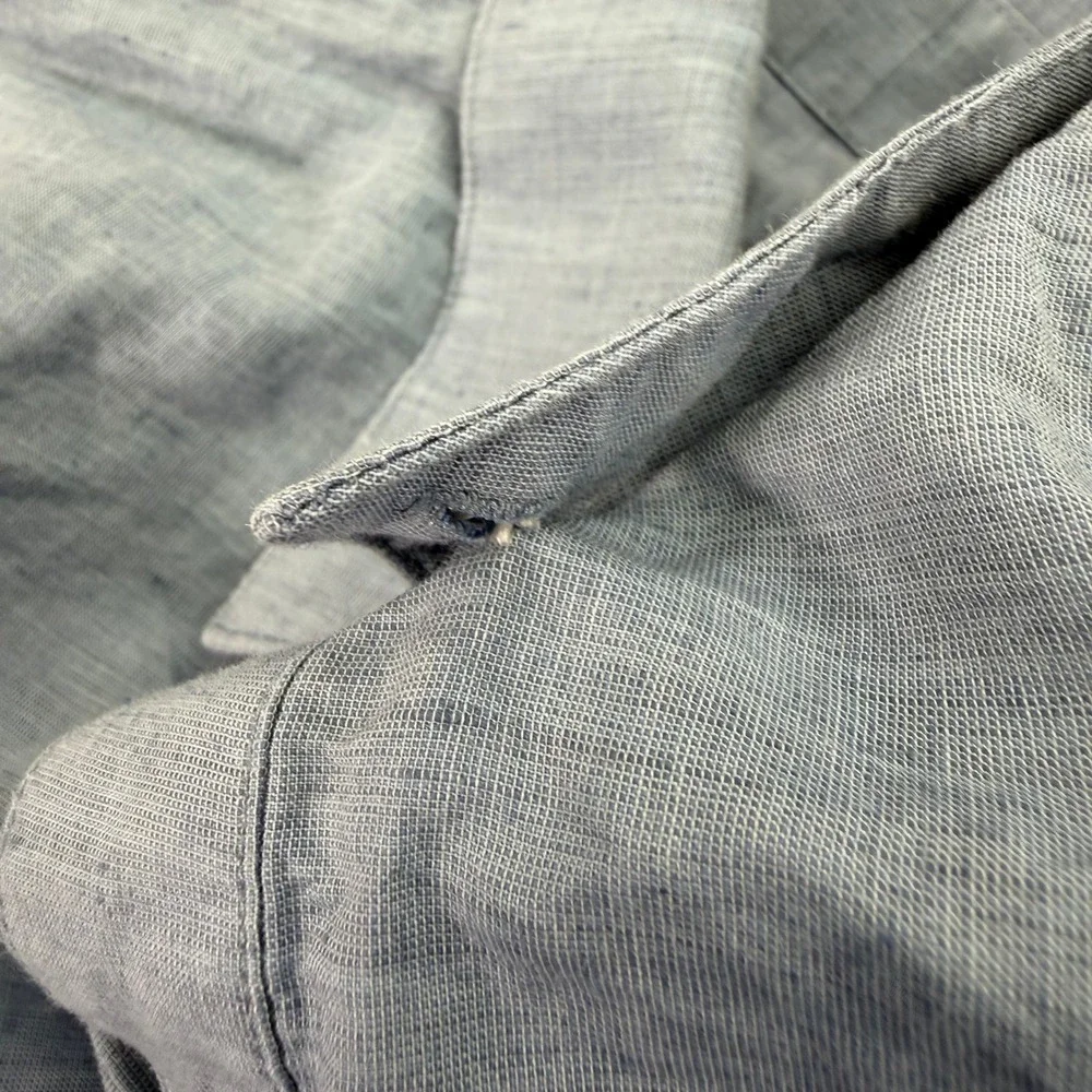 Theory Shirt Men's XL Light Blue Edward Essential Linen Cotton Blend Button Down